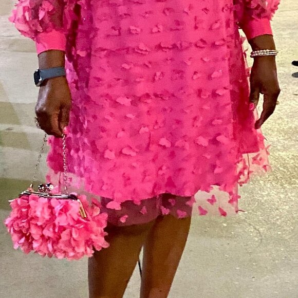 Neiman Marcus Floral Pink Petal Elegant Evening Purse - Picture 3 of 5